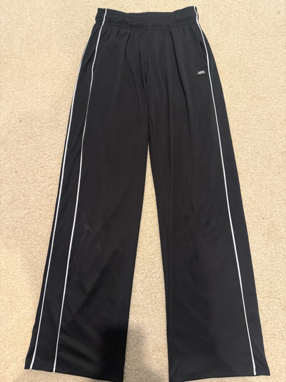 Black Track Pants with White Side Stripes - Women's Joggers